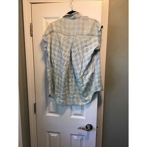 Ladies plaid short sleeve button up